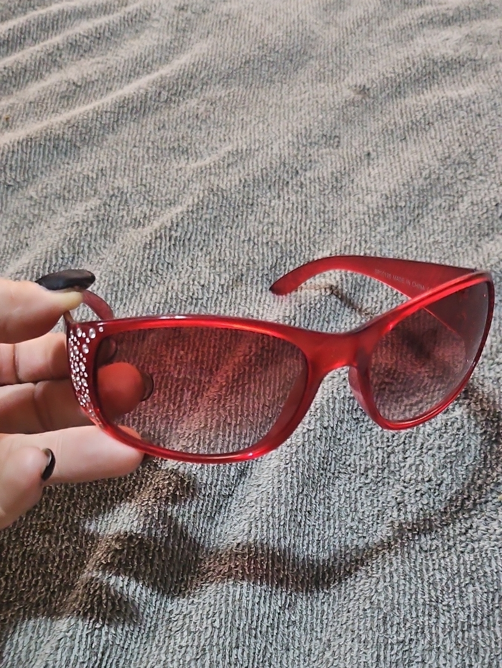 Italian Design Red Crystal-Accent Women's Sunglasses